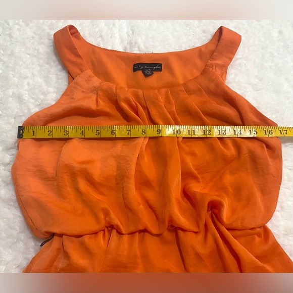 City Triangles Womens M Solid Orange Silk Sleeveless Dress Preppy Classic - Picture 10 of 15